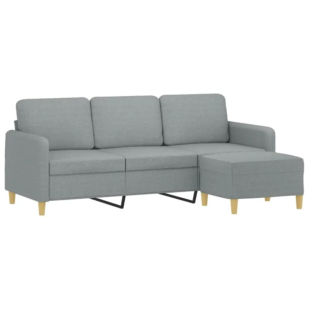 3-Seater Sofa with Footstool Light Grey 180 cm Fabric 3201192