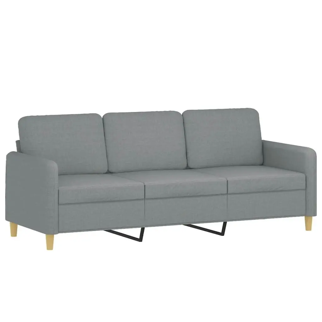 3-Seater Sofa with Footstool Light Grey 180 cm Fabric 3201192