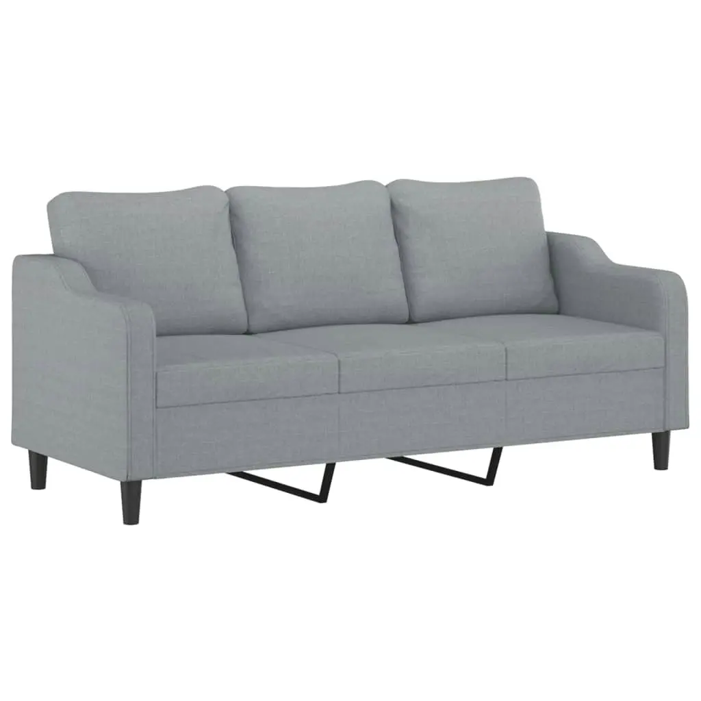 3-Seater Sofa with Footstool Light Grey 180 cm Fabric 3201135