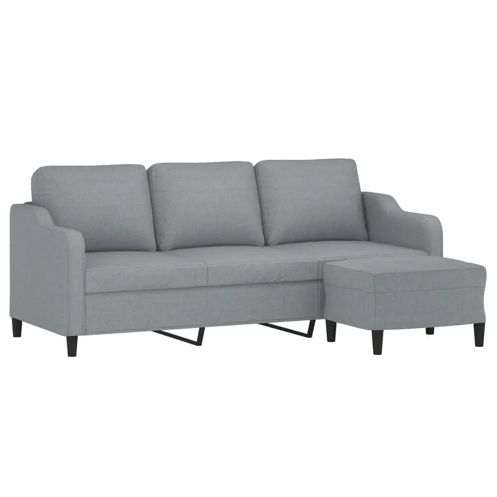 3-Seater Sofa with Footstool Light Grey 180 cm Fabric 3201135