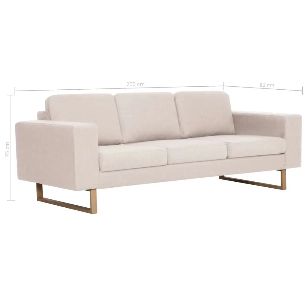 3-Seater Sofa Fabric Cream 281382