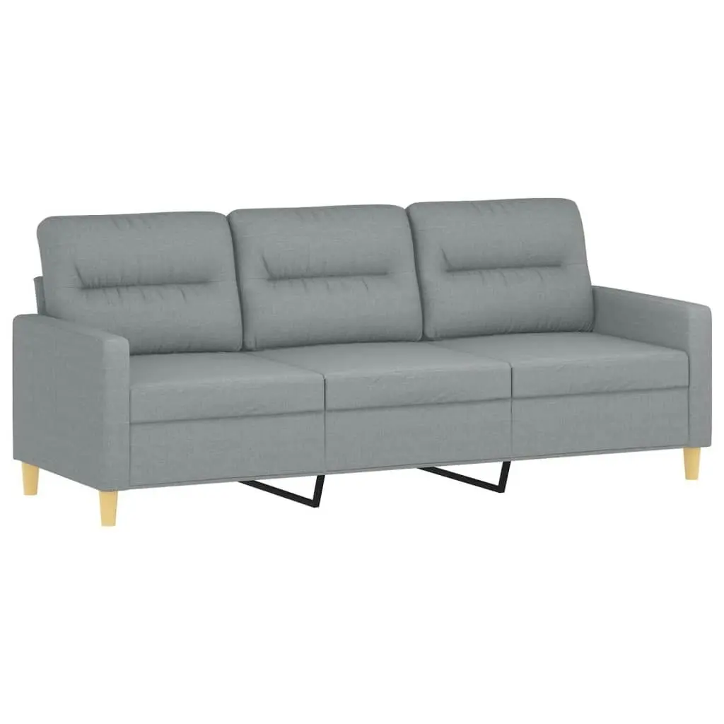 3-Seater Sofa with Footstool Light Grey 180 cm Fabric 3201073