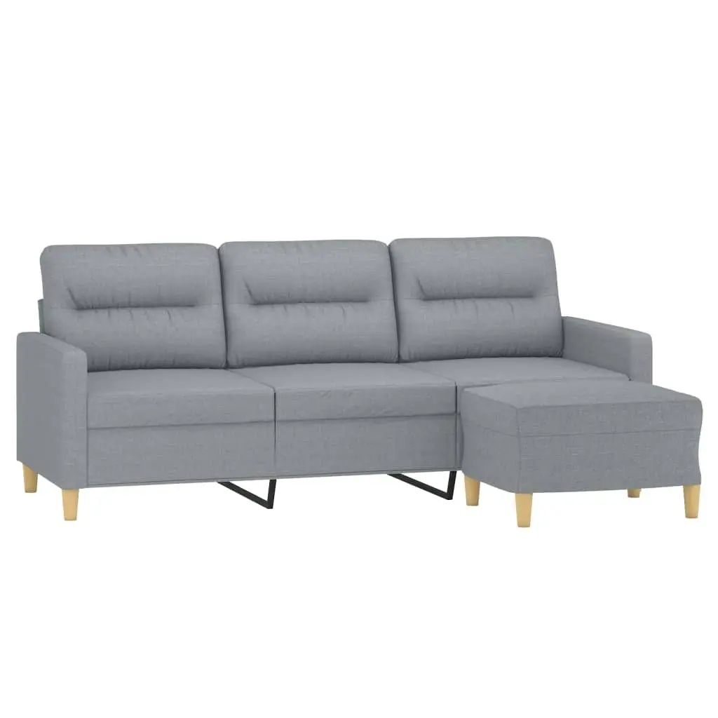 3-Seater Sofa with Footstool Light Grey 180 cm Fabric 3201073