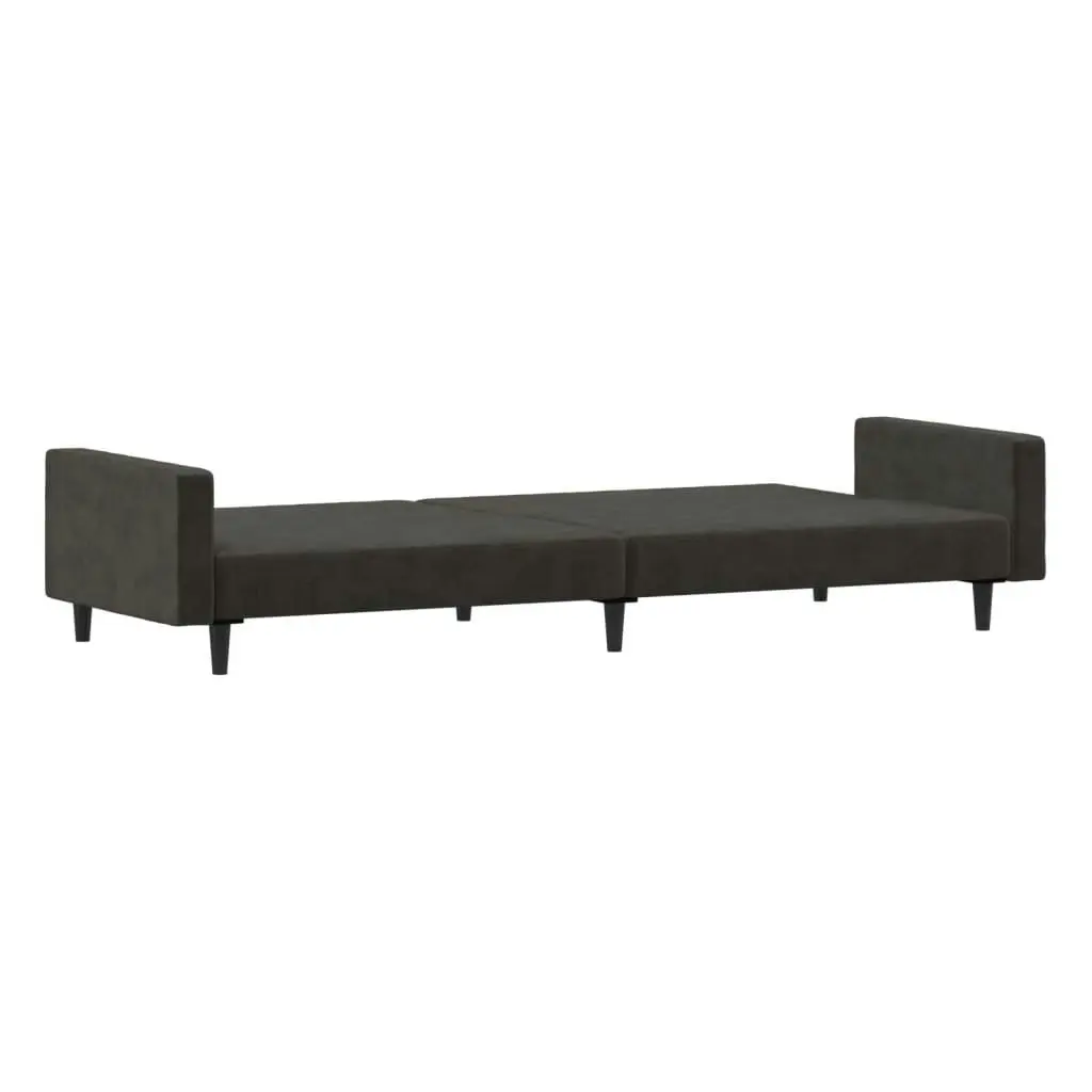 2-Seater Sofa Bed Dark Grey Velvet 375738