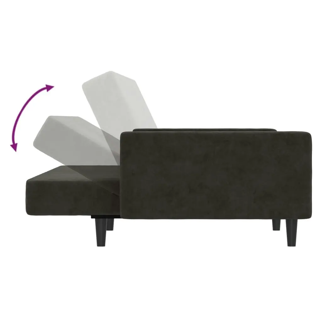 2-Seater Sofa Bed Dark Grey Velvet 375738