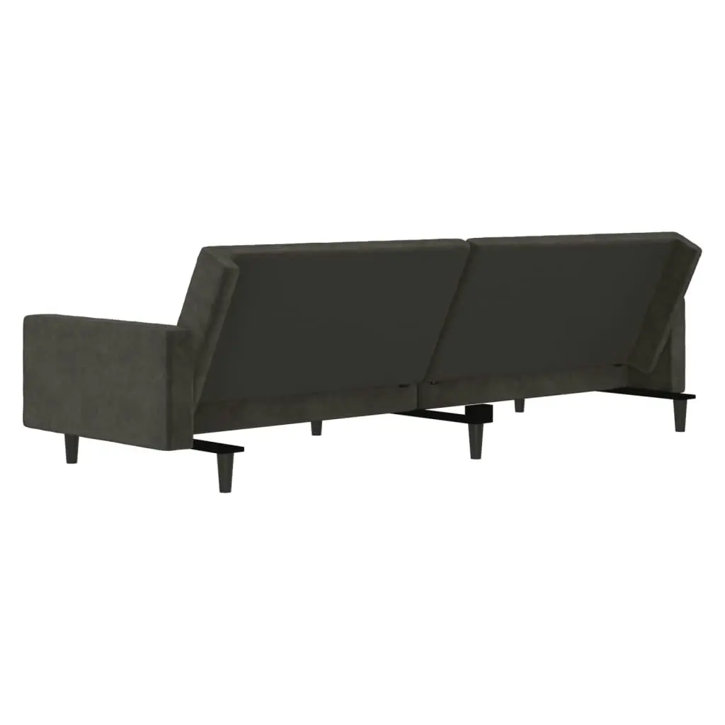 2-Seater Sofa Bed Dark Grey Velvet 375738