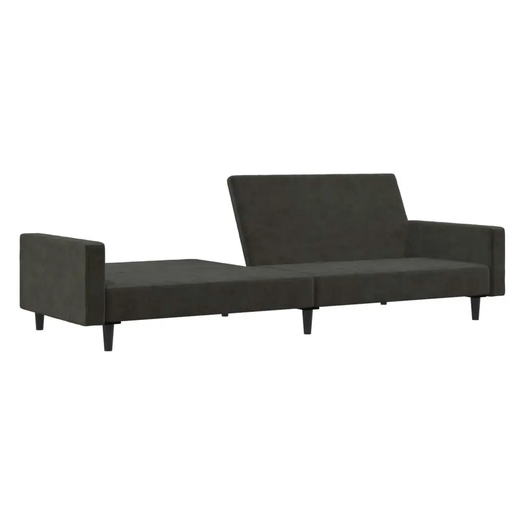 2-Seater Sofa Bed Dark Grey Velvet 375738