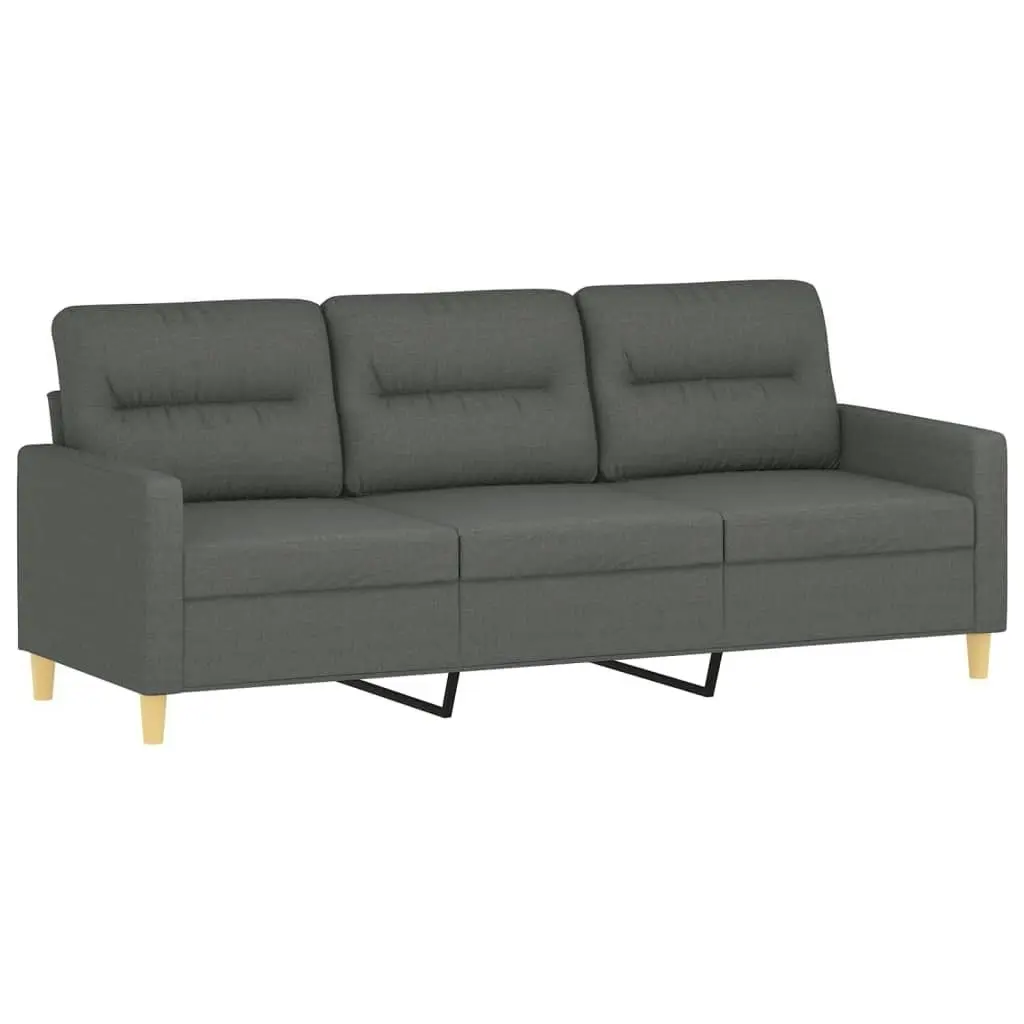 3-Seater Sofa with Footstool Dark Grey 180 cm Fabric 3201074