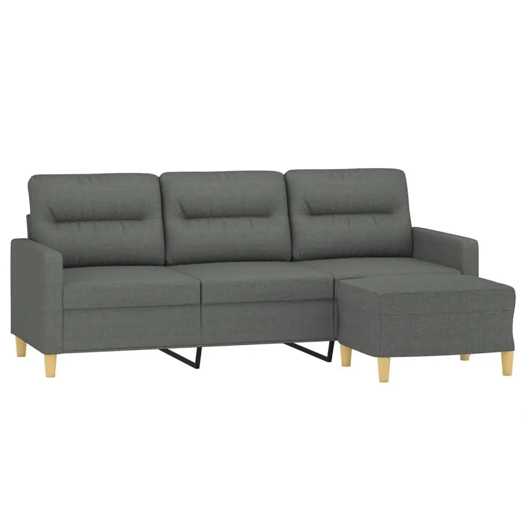 3-Seater Sofa with Footstool Dark Grey 180 cm Fabric 3201074