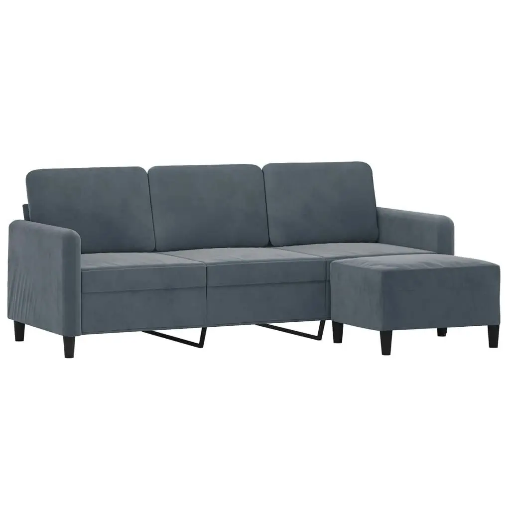 3-Seater Sofa with Footstool Dark Grey 180 cm Velvet 3201175