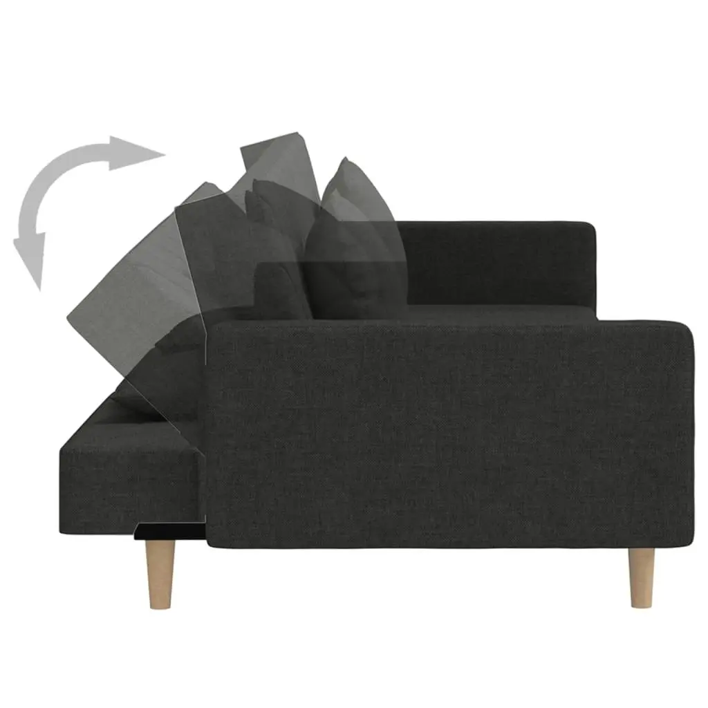 2-Seater Sofa Bed with Two Pillows Black Fabric 375901