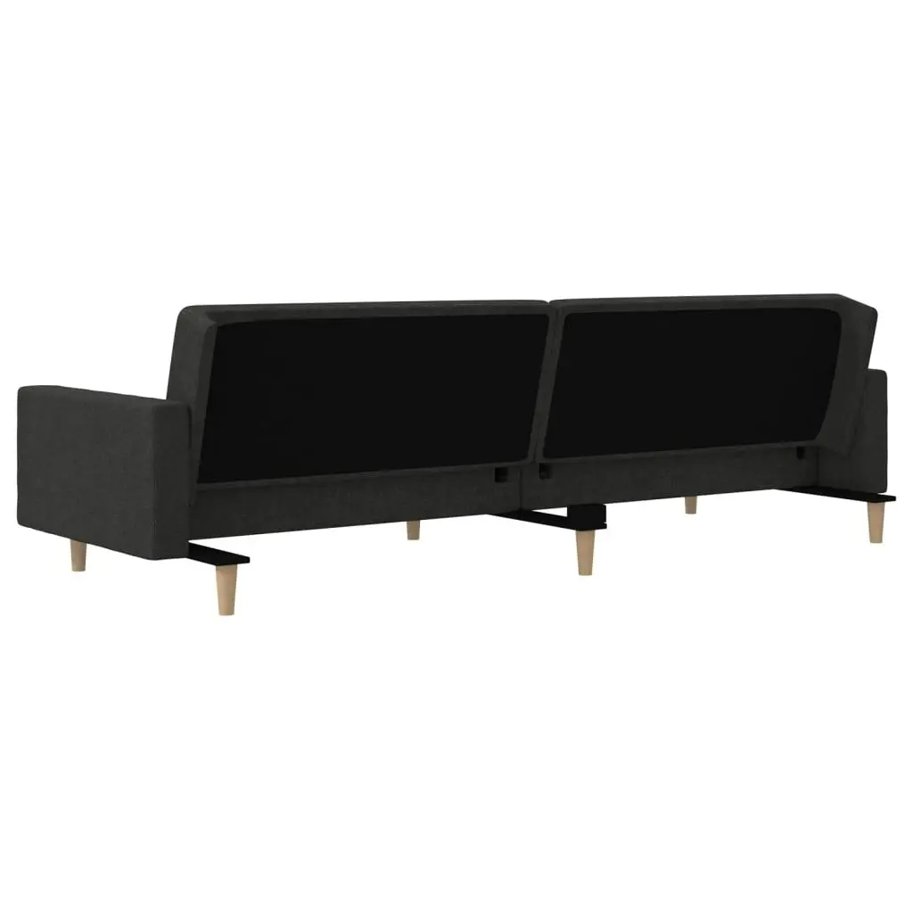 2-Seater Sofa Bed with Two Pillows Black Fabric 375901