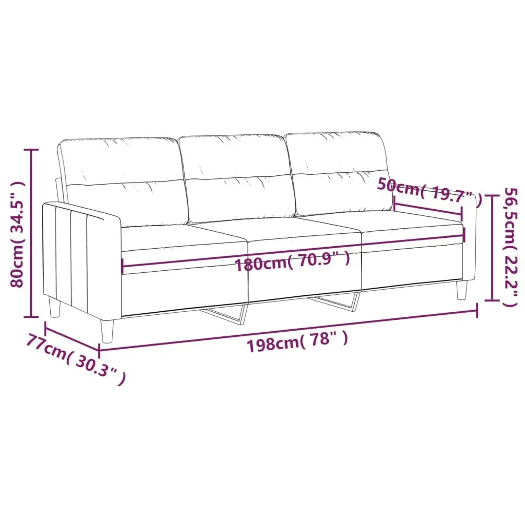 3-Seater Sofa Dark Grey 180 cm Fabric 359244