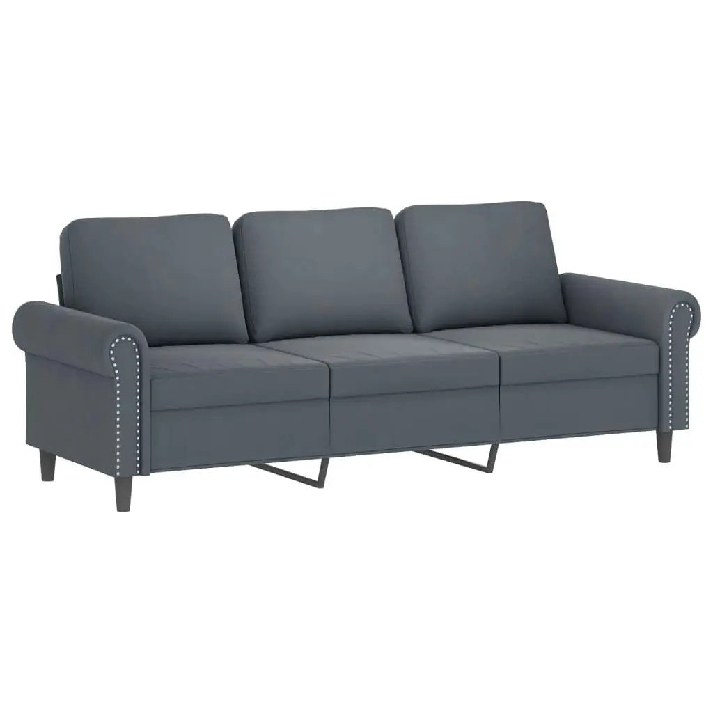 3-Seater Sofa with Footstool Dark Grey 180 cm Velvet 3201216