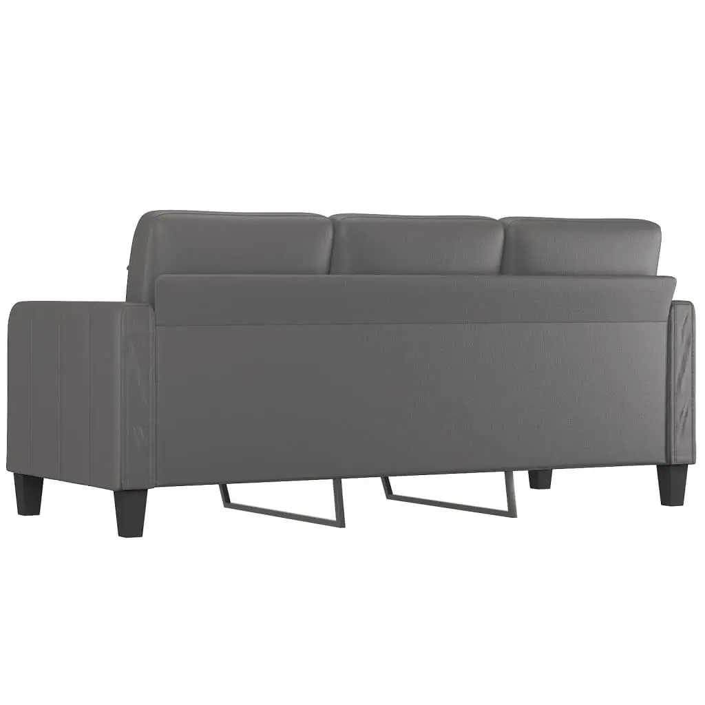 3-Seater Sofa Grey 180 cm Faux Leather 359124