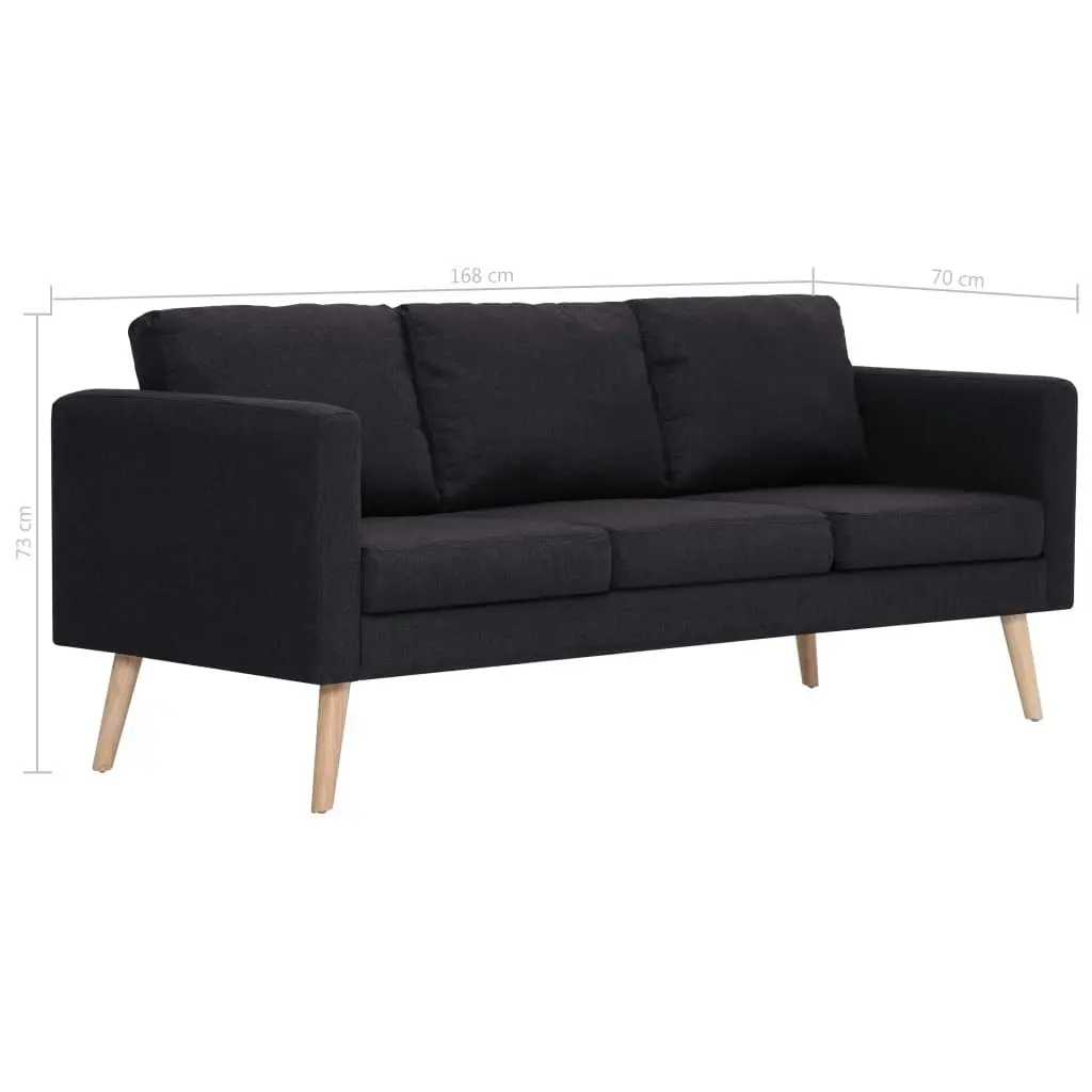 3-Seater Sofa Fabric Black 281360