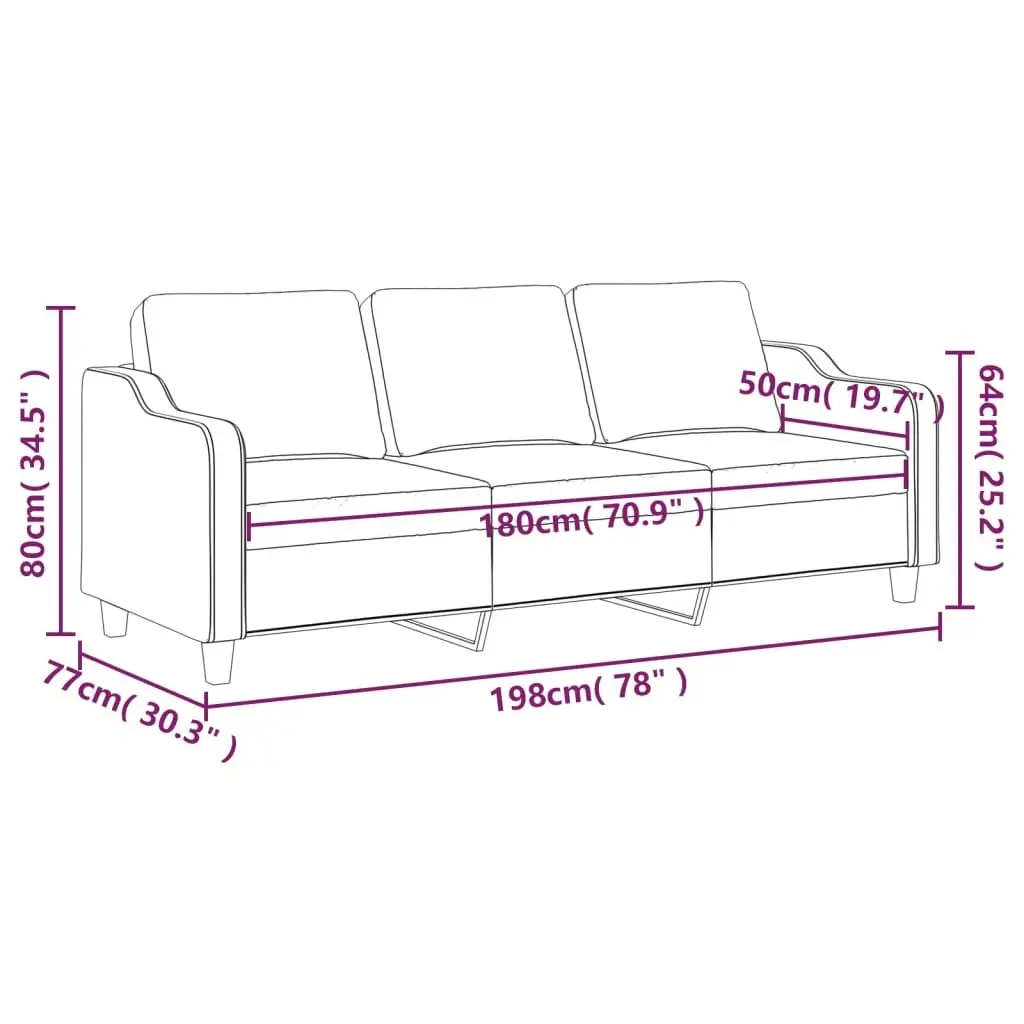 3-Seater Sofa Dark Grey 180 cm Fabric 359368