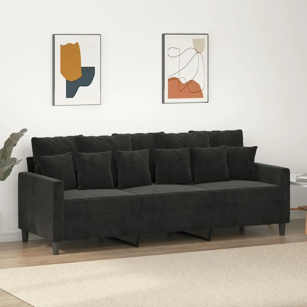 3-Seater Sofa Black 180 cm Velvet 359318