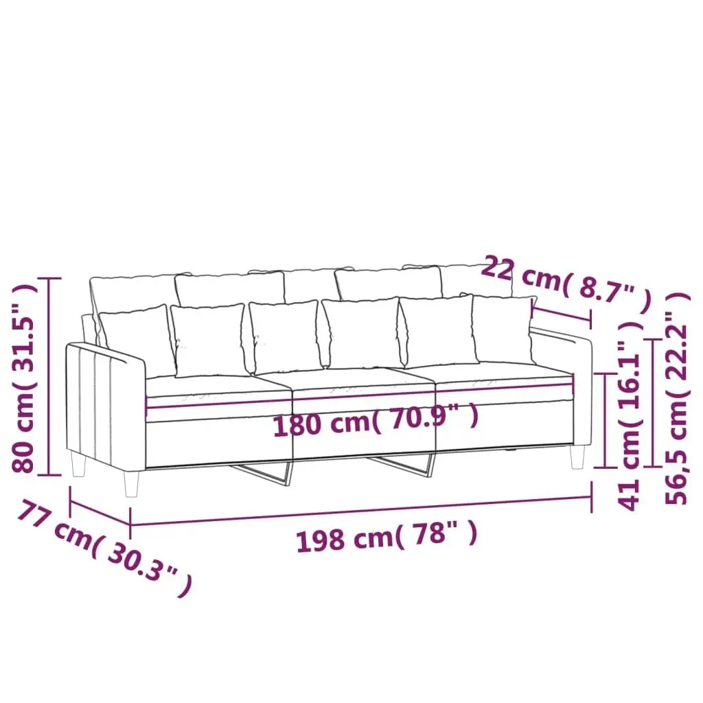 3-Seater Sofa Black 180 cm Velvet 359318