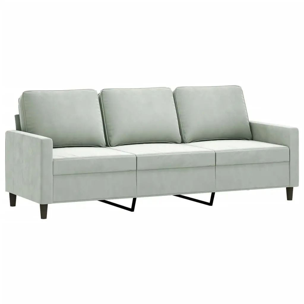 3-Seater Sofa with Footstool Light Grey 180 cm Velvet 3201055