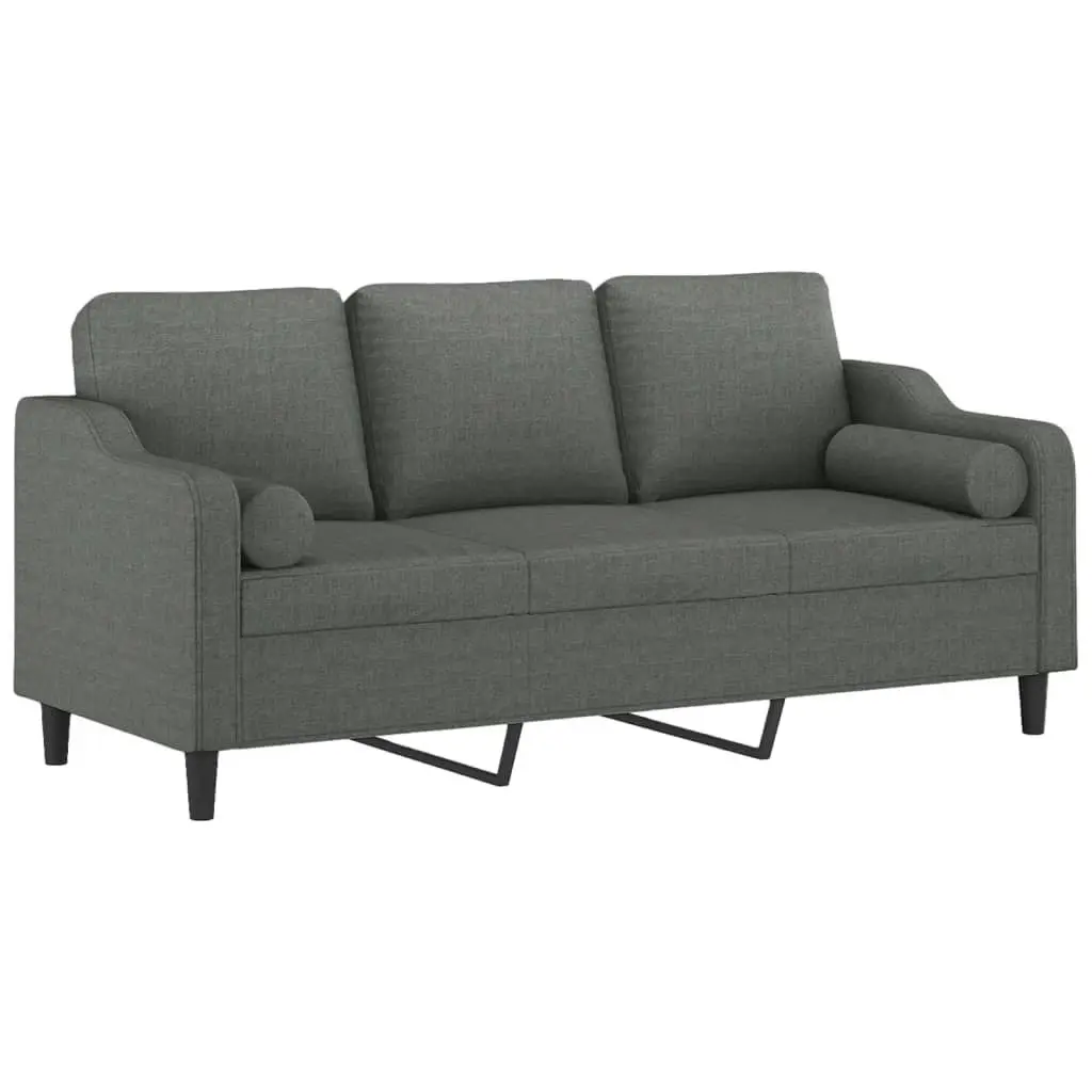 3-Seater Sofa with Throw Pillows Dark Grey 180 cm Fabric 3200854