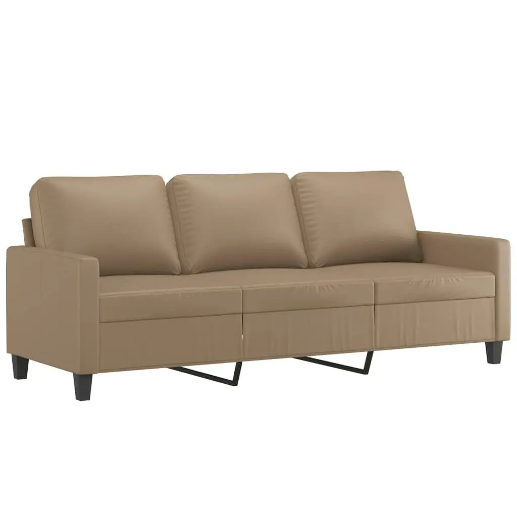 3-Seater Sofa with Footstool Cappuccino 180 cm Faux Leather 3201028