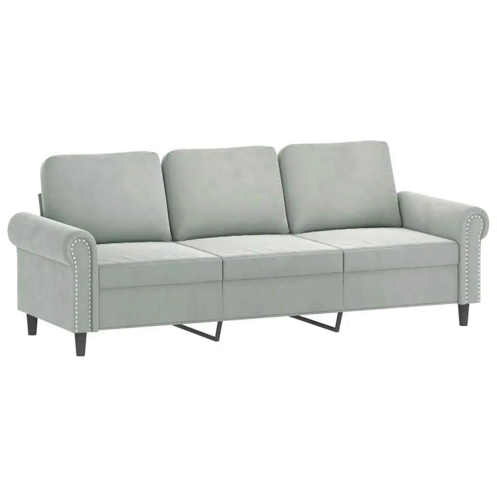 3-Seater Sofa with Footstool Light Grey 180 cm Velvet 3201215