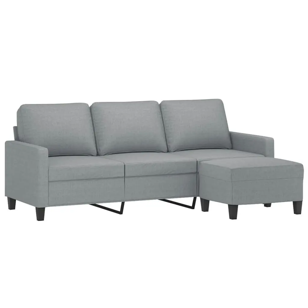 3-Seater Sofa with Footstool Light Grey 180 cm Fabric 3201037