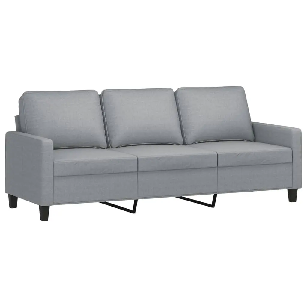 3-Seater Sofa with Footstool Light Grey 180 cm Fabric 3201037