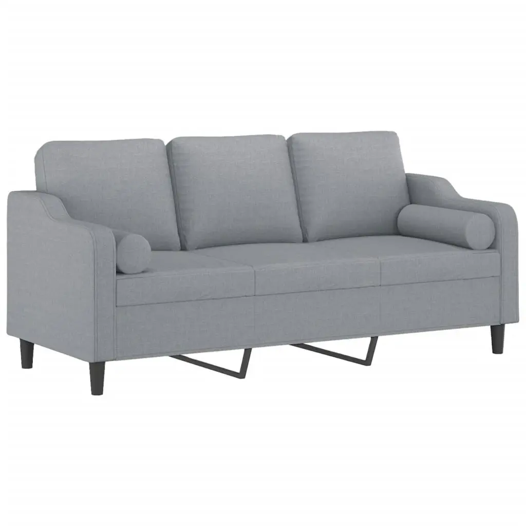 3-Seater Sofa with Throw Pillows Light Grey 180 cm Fabric 3200853