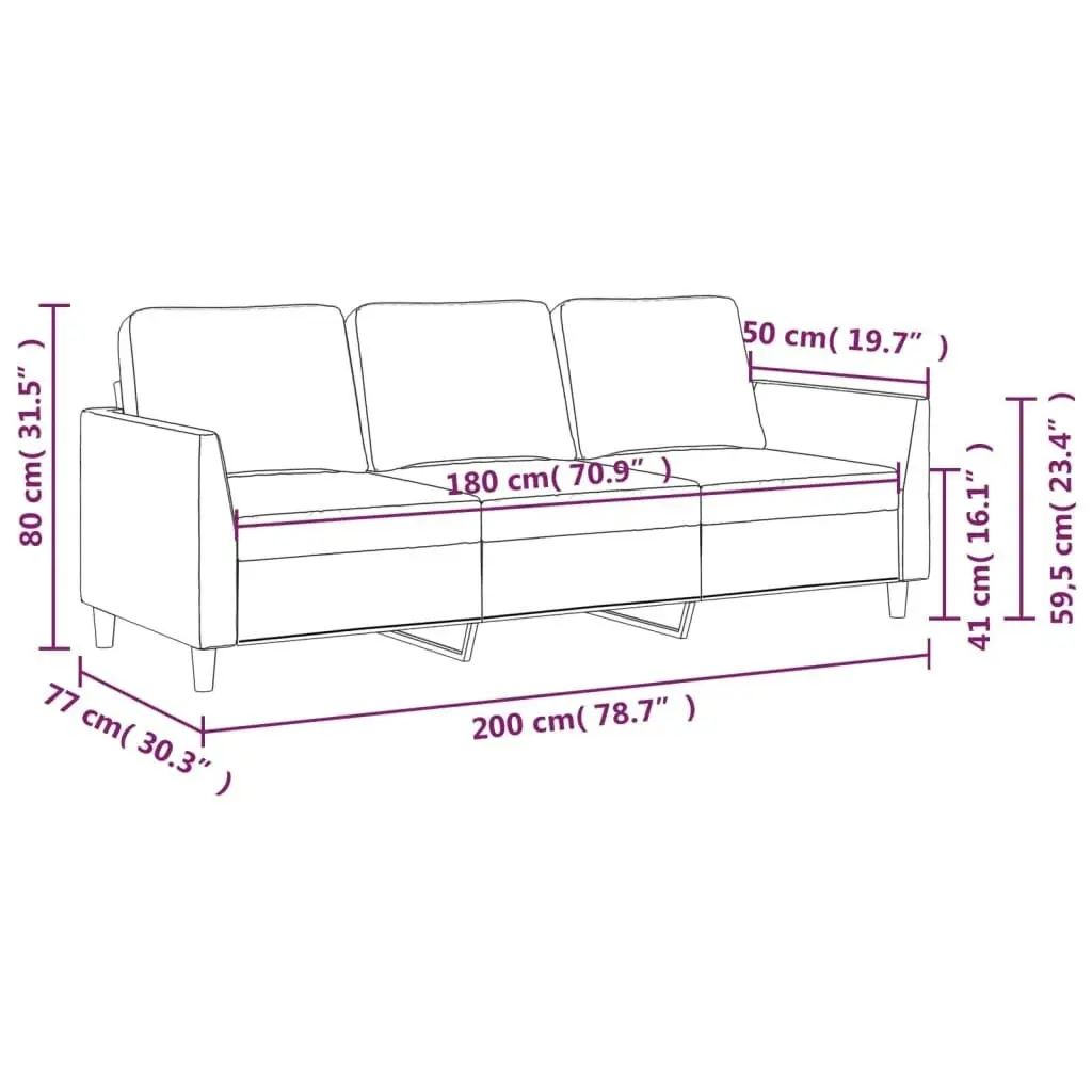 3-Seater Sofa Cappuccino 180 cm Faux Leather 359342