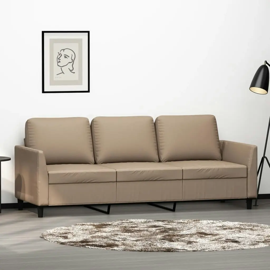 3-Seater Sofa Cappuccino 180 cm Faux Leather 359342