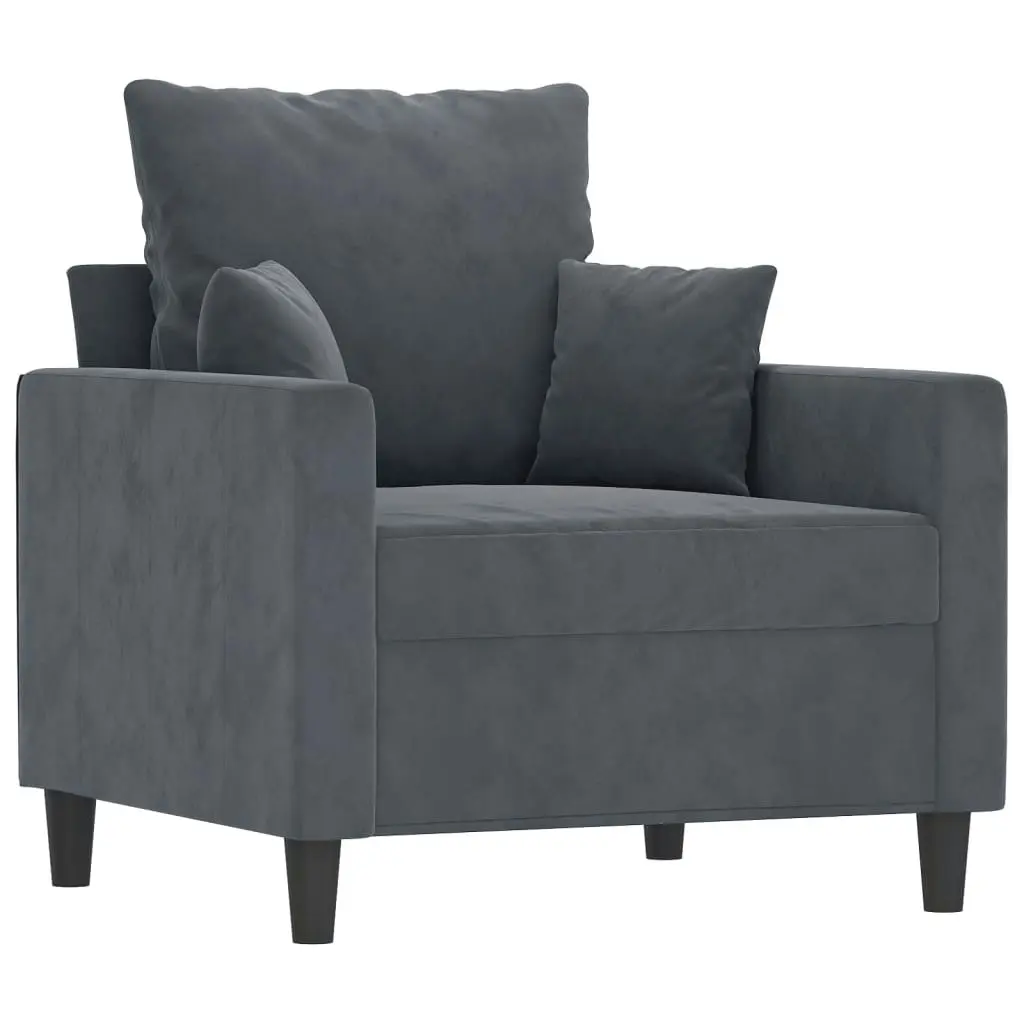 4 Piece Sofa Set with Cushions Dark Grey Velvet 3201691