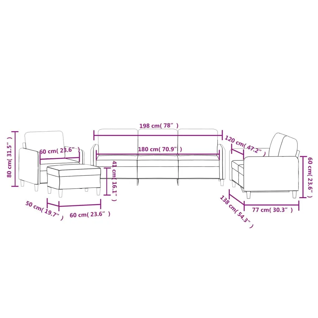 4 Piece Sofa Set Dark Grey Velvet 3201945