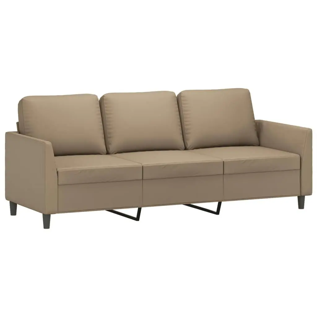 3-Seater Sofa with Footstool Cappuccino 180 cm Faux Leather 3201126