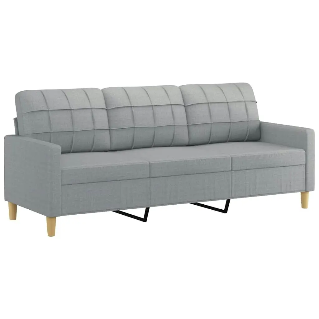 3-Seater Sofa with Footstool Light Grey 180 cm Fabric 3201001