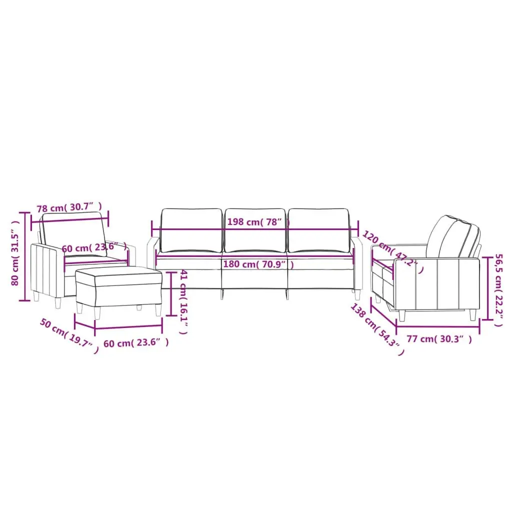 4 Piece Sofa Set with Cushions Light Grey Velvet 3201486