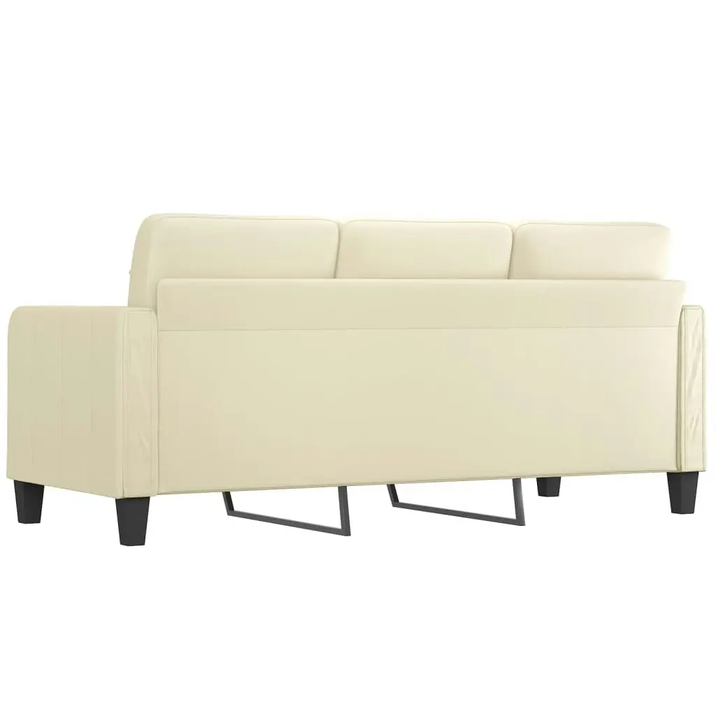 3-Seater Sofa Cream 180 cm Faux Leather 359123