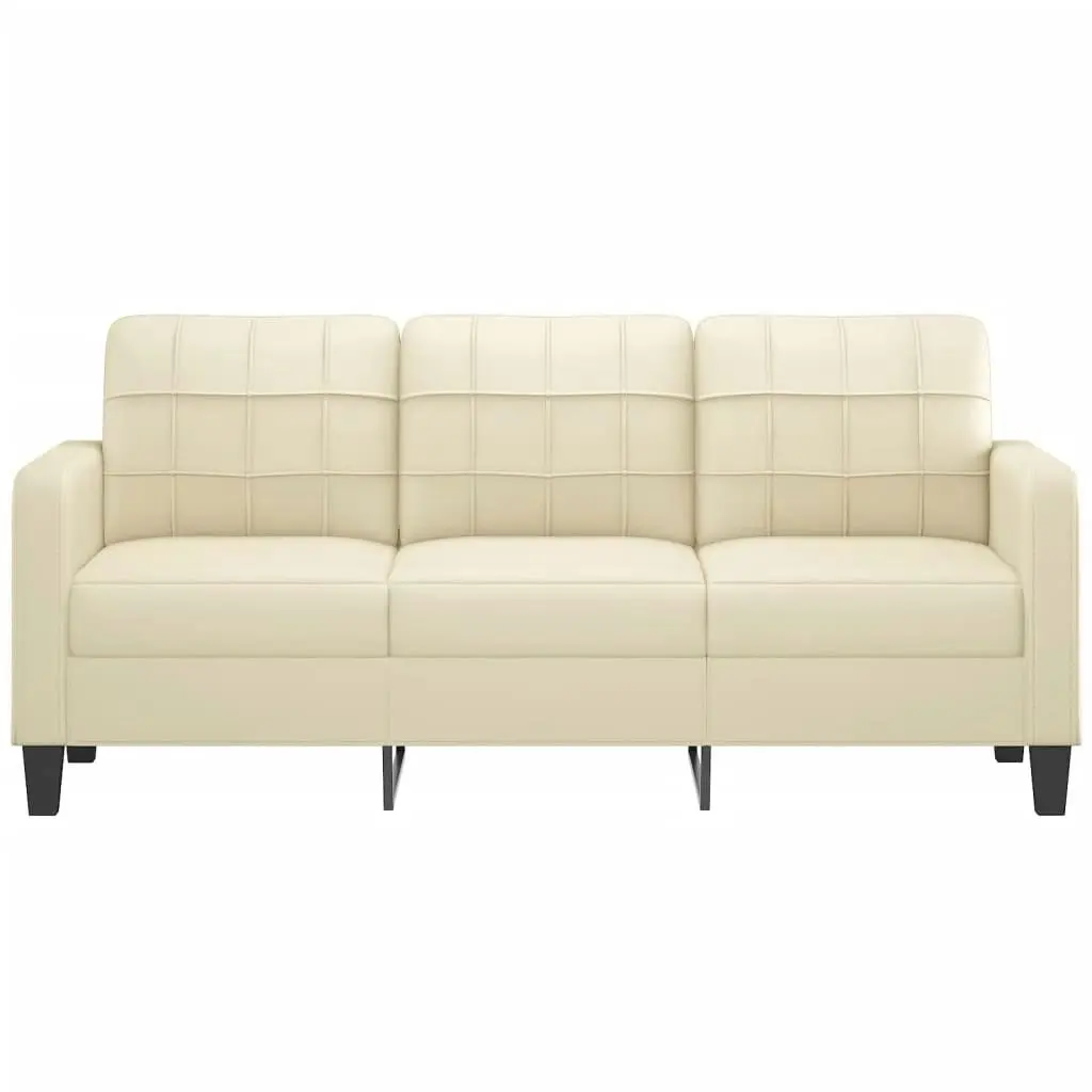 3-Seater Sofa Cream 180 cm Faux Leather 359123