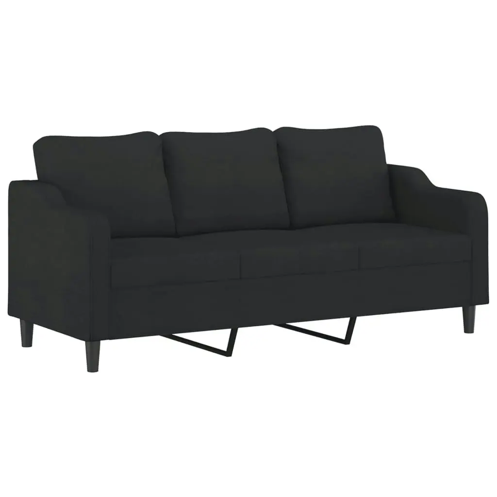 3-Seater Sofa with Footstool Black 180 cm Fabric 3201139