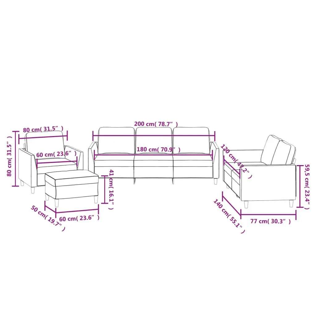 4 Piece Sofa Set with Cushions Cappuccino Faux Leather 3201749