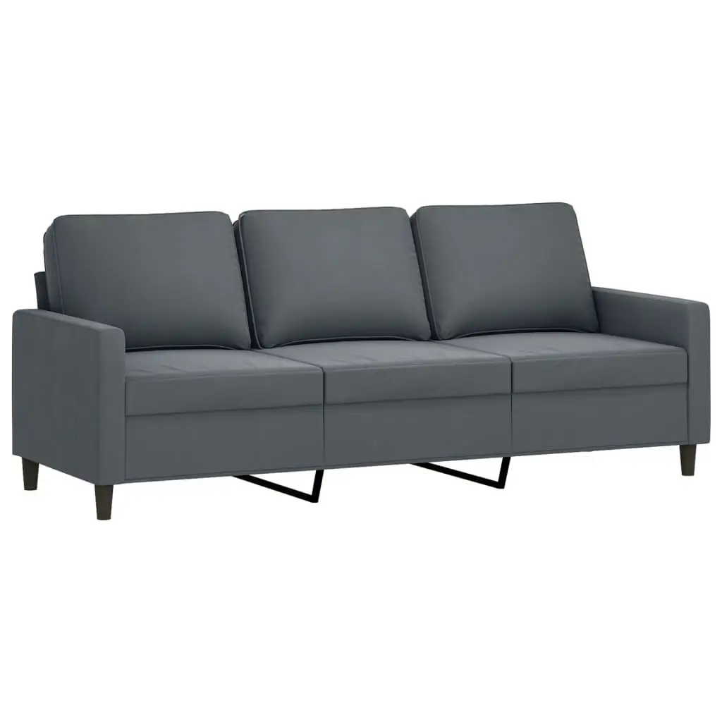 3-Seater Sofa with Footstool Dark Grey 180 cm Velvet 3201056