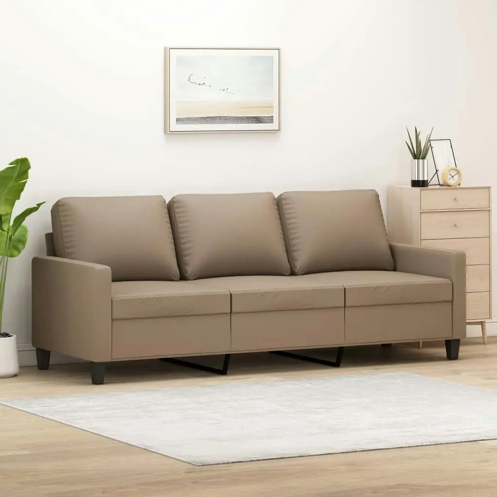 3-Seater Sofa Cappuccino 180 cm Faux Leather 359146