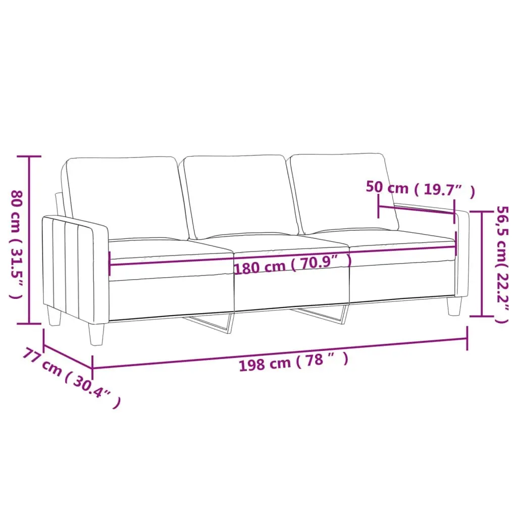 3-Seater Sofa Cappuccino 180 cm Faux Leather 359146