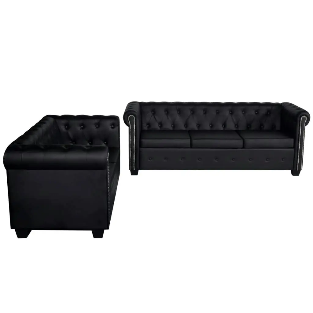 Chesterfield 2-Seater and 3-Seater Artificial Leather Black 272249