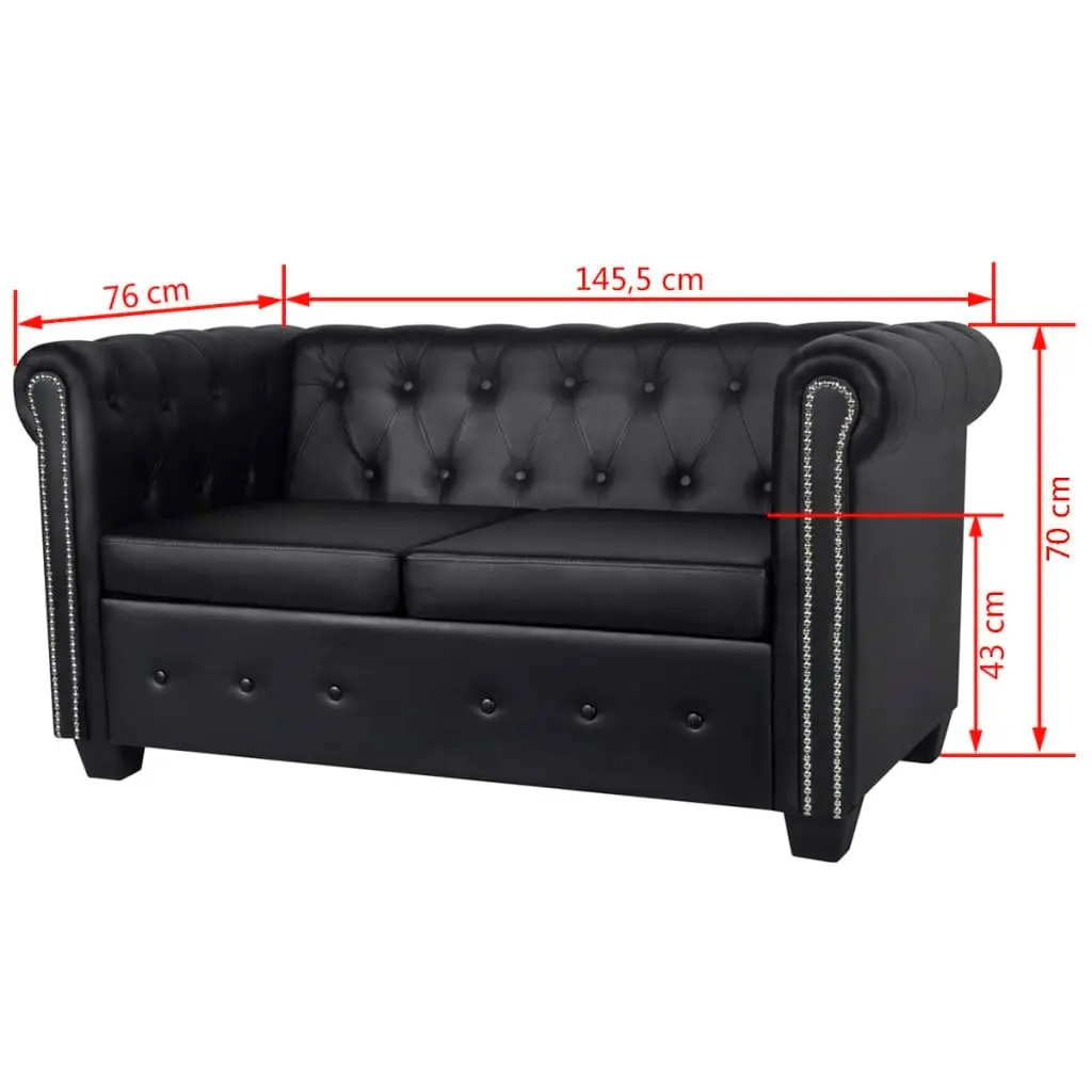 Chesterfield 2-Seater and 3-Seater Artificial Leather Black 272249