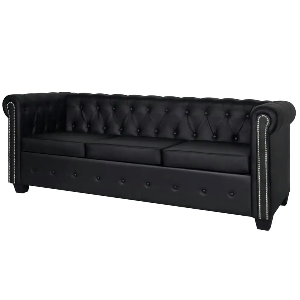 Chesterfield 2-Seater and 3-Seater Artificial Leather Black 272249