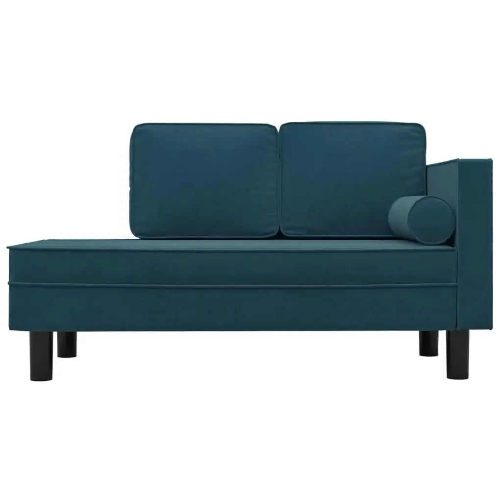 Chaise Lounge with Cushions and Bolster Blue Velvet 340702