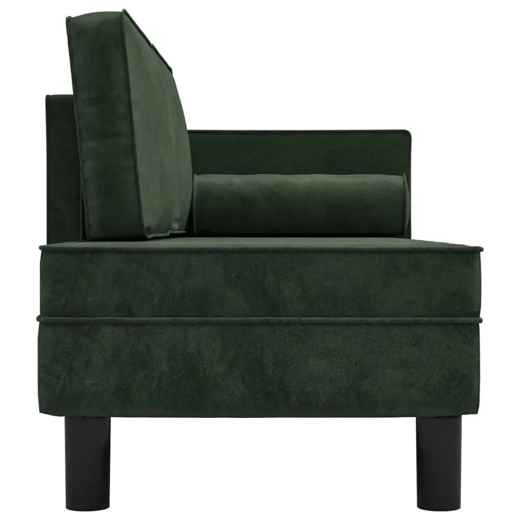 Chaise Lounge with Cushions and Bolster Dark Green Velvet 340705