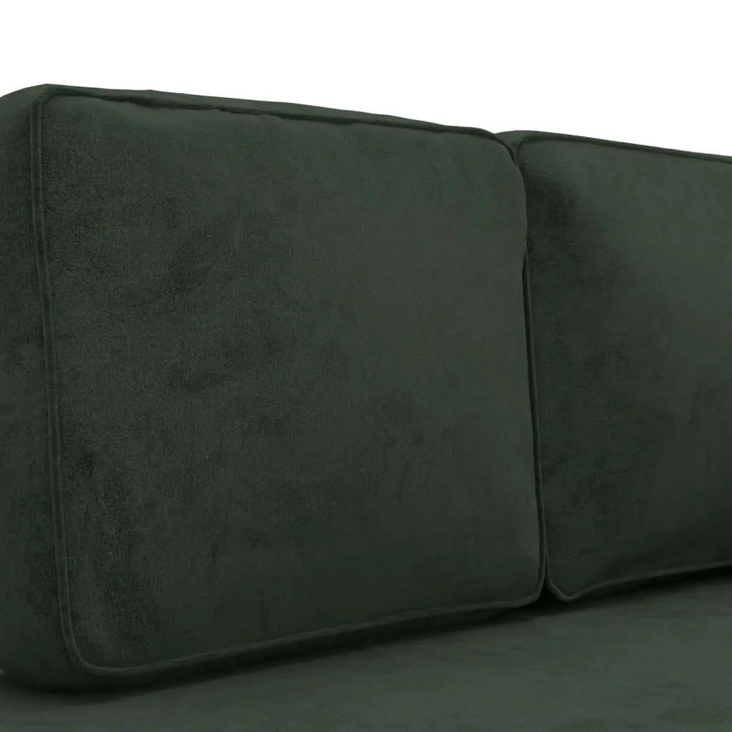 Chaise Lounge with Cushions and Bolster Dark Green Velvet 340705